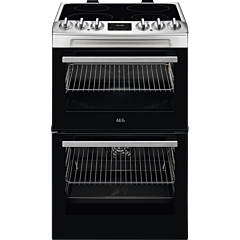 AEG CCX1530ACM Stainless Steel 55cm SurroundCook Ceramic Cooker with Double Oven