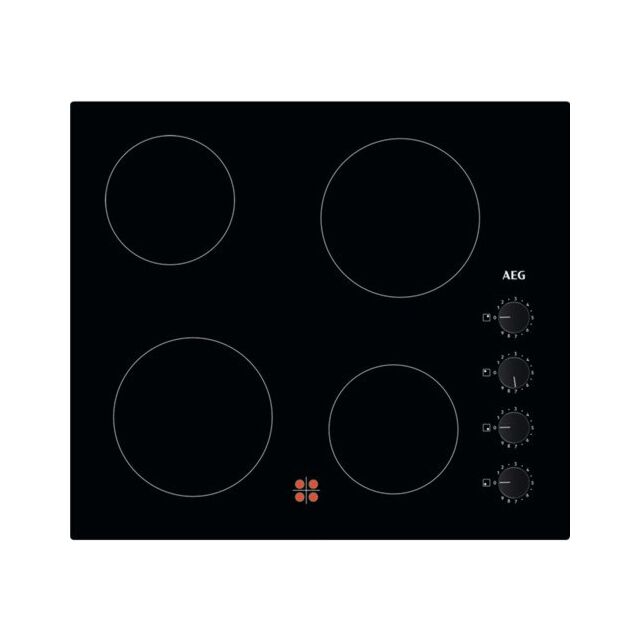 AEG HK614000CB Black 60Cm Ceramic Hob, 4 Cooking Zones, Rotary Side Controls