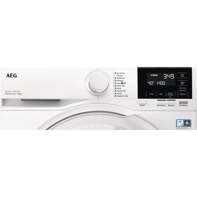 AEG LFR61842B White 6000 series ProSense Washing machine 8kg 1400 spin