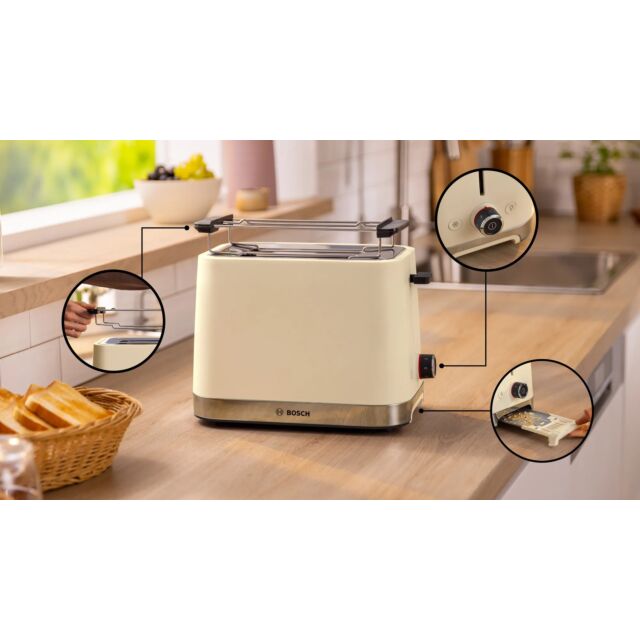 Bosch TAT4M227GB Cream 2 Slot Serene Toaster