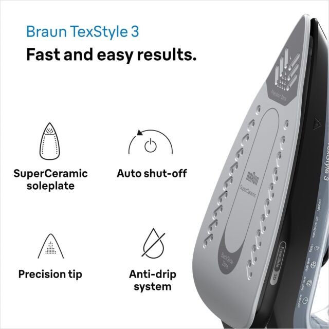 Braun SI3055BK Black 2400W Texstyle 3 Steam Iron