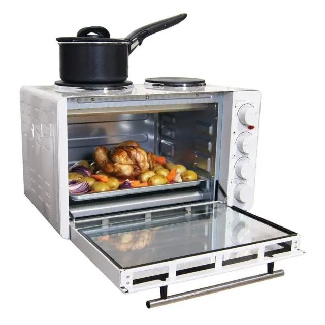 Electric Mini Oven with Hotplate Hobs, 30 Litres