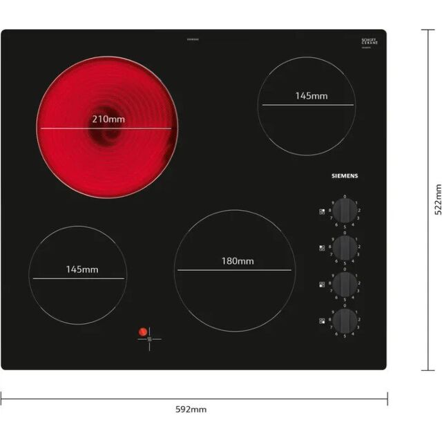 Siemens ET61RCEA1E Black Glass IQ100 60cm Ceramic Hob