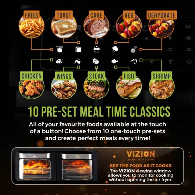 Tower T17102 Black Vortx Vizion Express Dual 11L Air Fryer