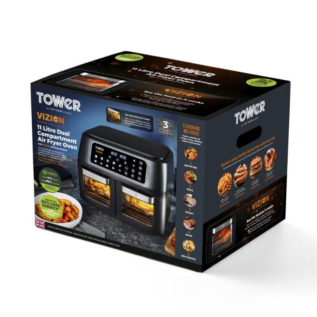 Tower T17102 Black Vortx Vizion Express Dual 11L Air Fryer