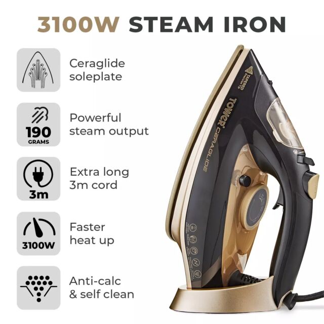 Tower T22021GLD Ceraglide 3100W Steam Iron