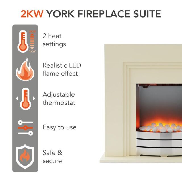 Warmlite WL45011 York Fireplace Suite - Cream